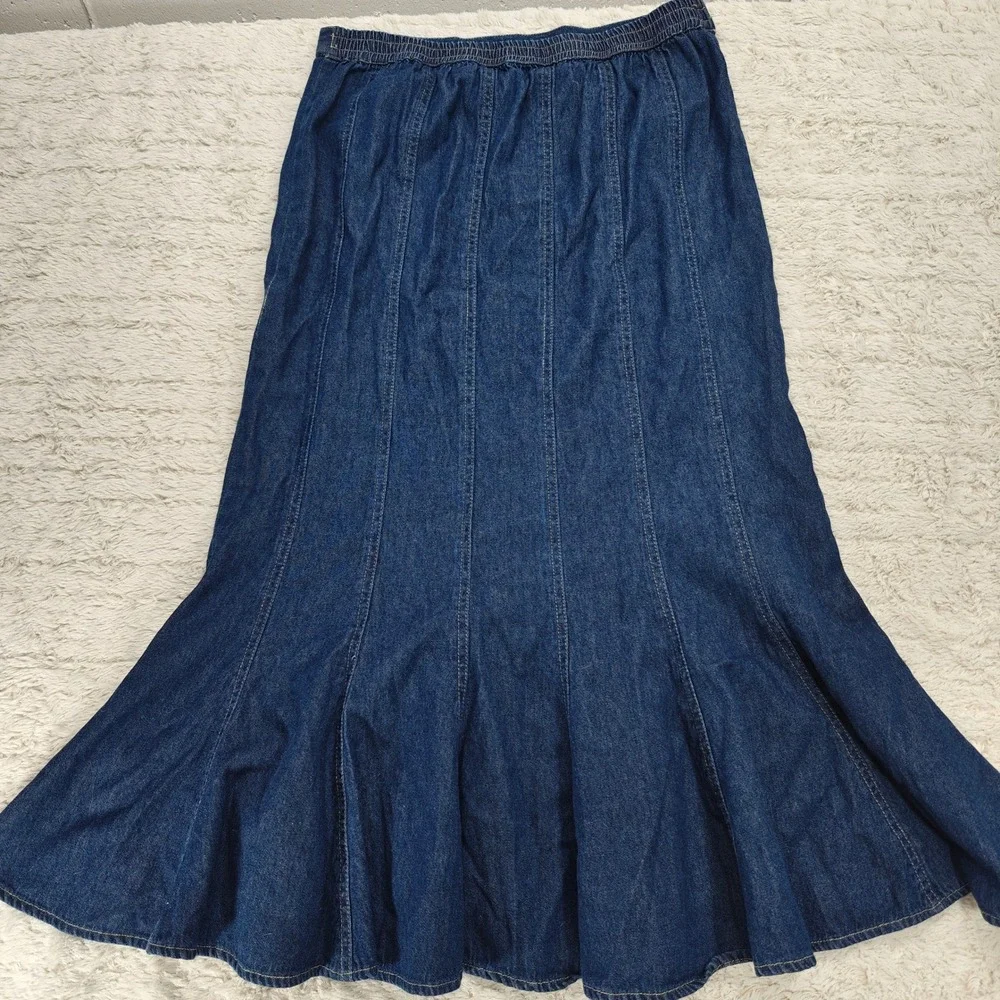 VTG Denim Mermaid Midi Skirt Womens M Studio West Cottagecore Praire Cowgirl - Picture 10 of 11